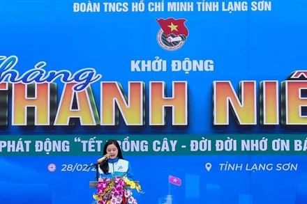 Bí thư Tỉnh đoàn Lạng Sơn, Định Thị Anh Thư phát động Tháng Thanh niên năm 2024.
