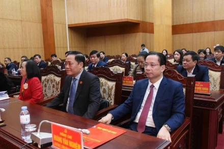 Lãnh đạo chủ chốt của tỉnh Lạng Sơn dự hội nghị công bố Quyết định của Bộ Chính trị về chuẩn y chức danh Bí thư Tỉnh ủy Lạng Sơn đối với đồng chí Hoàng Văn Nghiệm.