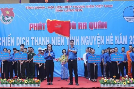 Các đại biểu và đoàn viên, thanh niên tham dự buổi lễ phát động ra quân chiến dịch Thanh niên tình nguyện hè năm 2023.
