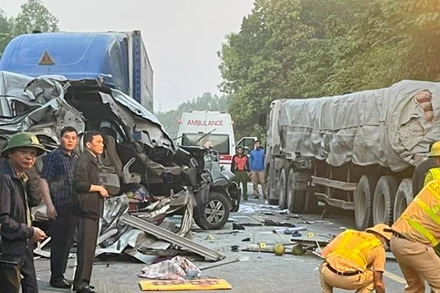 Hiện trường vụ tai nạn giao thông tại huyện Hữu Lũng, tỉnh Lạng Sơn.