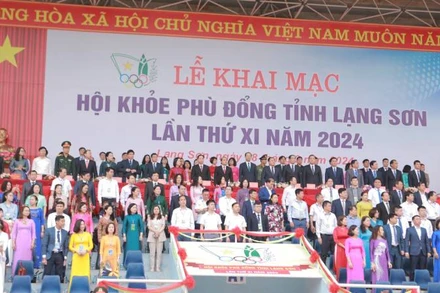 Các đại biểu tham dự Lễ khai mạc Hội khỏe Phù Đổng của tỉnh Lạng Sơn Lần thứ XI năm 2024.