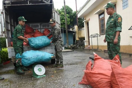 Cán bộ, chiến sĩ Đồn Biên phòng Chi Ma, Lộc Bình (Lạng Sơn) phát hiện, thu giữ số thực phẩm chân gà sơ chế vận chuyển trái phép vào khu vực biên giới. 