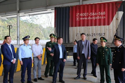 Lãnh đạo Ủy ban nhân dân tỉnh Lạng Sơn kiểm tra hoạt động xuất, nhập khẩu qua các cửa khẩu của tỉnh.