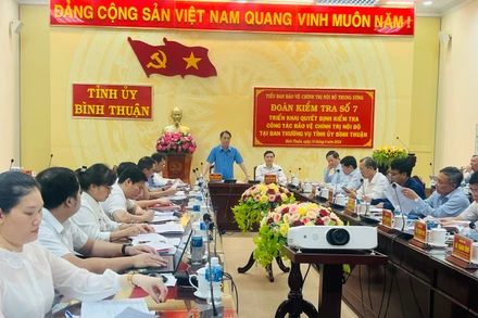 Đoàn kiểm tra số 7 của Tiểu Ban bảo vệ chính trị nội bộ Trung ương làm việc với Tỉnh ủy Bình Thuận.