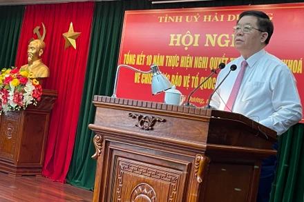 Đồng chí Nguyễn Trọng Nghĩa, Bí thư Trung ương Đảng, Trưởng Ban Tuyên giáo Trung ương phát biểu chỉ đạo tại hội nghị.