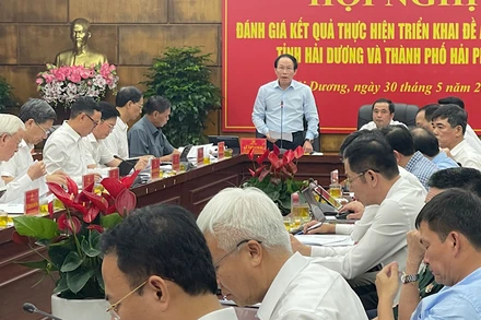 Hội nghị đánh giá kết quả thực hiện triển khai Đề án hợp nhất tỉnh Hải Dương và thành phố Hải Phòng.