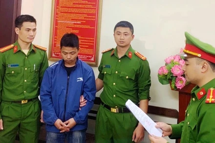 Đối tượng Nguyễn Văn San tại cơ quan Công an tỉnh Nam Định. (Nguồn: Công an cung cấp)