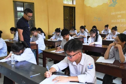 Một điểm thi tốt nghiệp THPT năm 2024 trên địa bàn huyện Nam Trực, tỉnh Nam Định. (Ảnh minh họa)