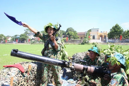 Lực lượng vũ trang huyện Ý Yên (Nam Định) diễn tập chiến đấu đánh địch đổ bộ đường bộ năm 2024.