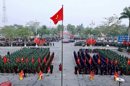 Lễ giao nhận quân năm 2025 tại huyện Hải Hậu (Nam Định).