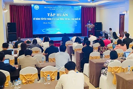 Quang cảnh lớp tập huấn "Kỹ năng truyền thông về di sản trong thời đại công nghệ số" tổ chức tại Ninh Bình. (Ảnh: XUÂN TRƯỜNG)