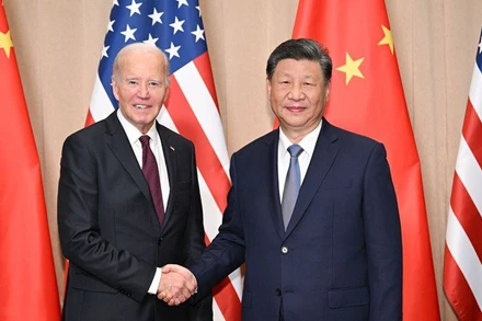 Chủ tịch Trung Quốc Tập Cận Bình gặp Tổng thống Mỹ Joe Biden. (Ảnh: Tân Hoa Xã)