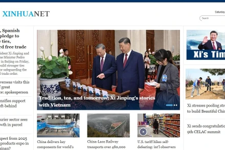Bài viết về những câu chuyện về Tổng Bí thư, Chủ tịch Trung Quốc Tập Cận Bình với Việt Nam được đăng ở vị trí nổi bật trên trang mạng của hãng tin Tân Hoa. (Ảnh chụp màn hình của english.news.cn) 