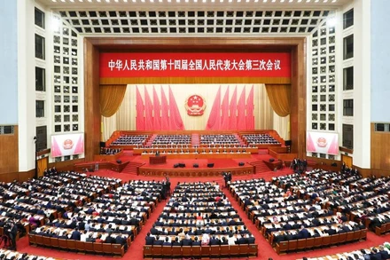 Toàn cảnh phiên khai mạc kỳ họp Quốc hội Trung Quốc sáng 5/3. (Ảnh: Tân Hoa Xã)