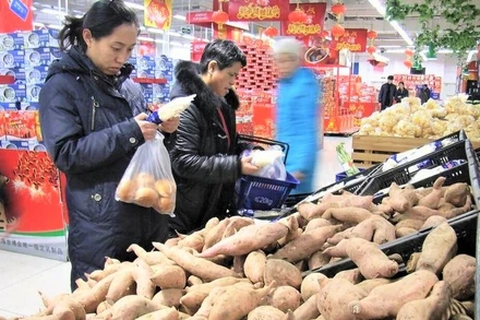 Khoai lang được bày bán ở một siêu thị Trung Quốc.