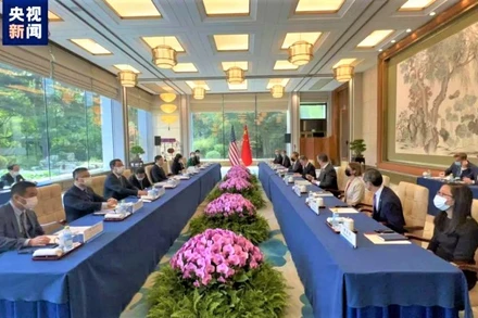 Quang cảnh cuộc hội đàm Bộ trưởng Ngoại giao Trung-Mỹ. (Ảnh: CGTN)