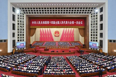 Toàn cảnh phiên khai mạc Kỳ họp thứ nhất Quốc hội Trung Quốc khóa 14. (Ảnh: Tân Hoa Xã)