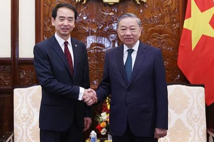 Đại sứ Hà Vĩ trình quốc thư lên Tổng Bí thư, Chủ tịch nước Tô Lâm, tháng 9/2024. (Ảnh: Nhân dân nhật báo)