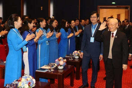 Tổng Bí thư Nguyễn Phú Trọng dự Lễ khai mạc Đại hội đại biểu toàn quốc Đoàn Thanh niên Cộng sản Hồ Chí Minh lần thứ XII, nhiệm kỳ 2022-2027 (Hà Nội, ngày 15/12/2022). Ảnh: Trí Dũng