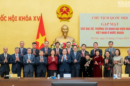 Chủ tịch Quốc hội Trần Thanh Mẫn với các đại buổi tại cuộc gặp.