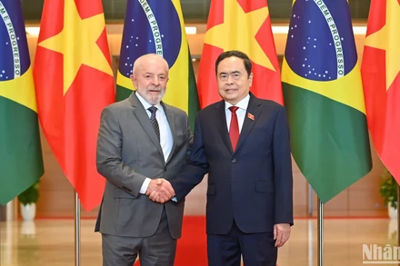 Chủ tịch Quốc hội Trần Thanh Mẫn và Tổng thống Brazil Luiz Inácio Lula da Silva.