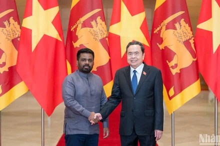 Chủ tịch Quốc hội Trần Thanh Mẫn và Tổng thống Sri Lanka Anura Kumara Dissanayaka. 