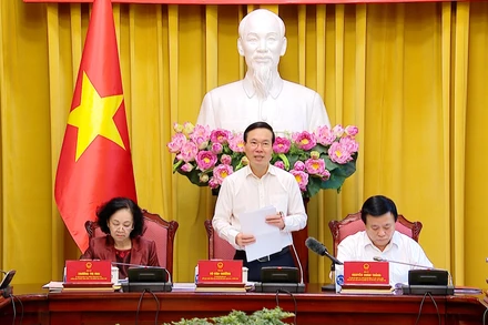 Chủ tịch nước Võ Văn Thưởng phát biểu tại hội nghị. (Ảnh: Hồng Quân)