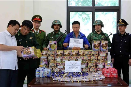 Đối tượng Lê Hữu Lam cùng tang vật bị lực lượng chức năng bắt giữ.