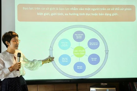 Đại diện UN Women tại Việt Nam chia sẻ thông tin tại chương trình.