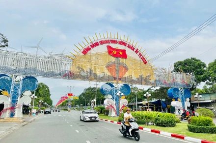 Một đoạn đường Nguyễn Tất Thành (thành phố Bạc Liêu) trước thềm Xuân mới Ất Tỵ 2025. (Ảnh: TRỌNG DUY)