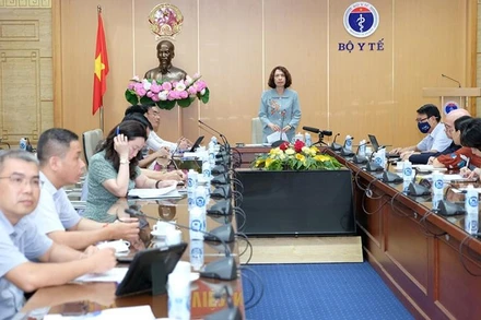 Hội nghị trực tuyến tăng cường công tác phòng, chống dịch bệnh; công tác tiêm chủng và an toàn tiêm chủng năm 2022 với 63 tỉnh, thành phố. Ảnh: Bộ Y tế.