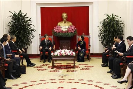 Trưởng Ban Tổ chức Trung ương Trương Thị Mai đánh giá cao JBIC luôn tích cực hỗ trợ, thúc đẩy nhiều dự án đầu tư của Nhật Bản vào Việt Nam - Ảnh: TTXVN