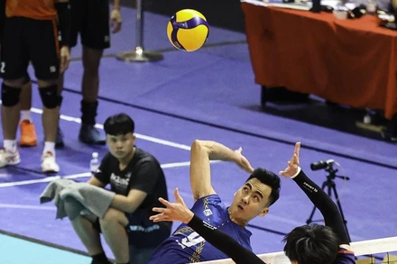 Pha đập bóng của chủ công Từ Thanh Thuận tại trận đấu với Đài Loan (Trung Quốc). (Ảnh AVC)