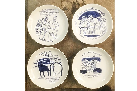 Một số tác phẩm của họa sĩ Đặng Tiến vẽ từ truyện ngắn Nguyễn Huy Thiệp.