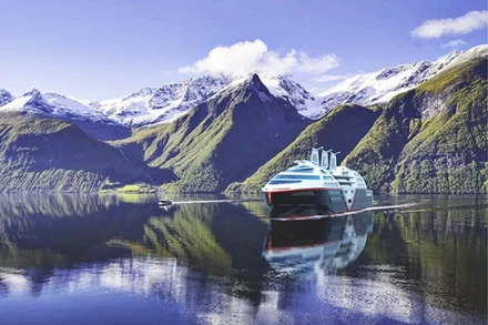 Một thiết kế mô phỏng tàu du lịch chạy điện. Ảnh: EURONEWS