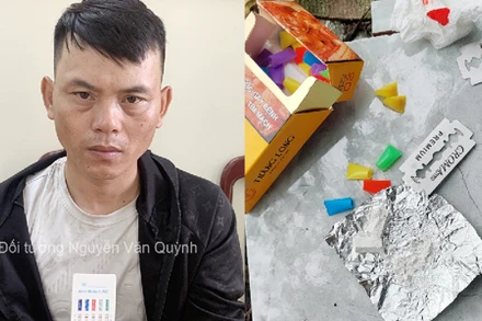 Công an Lạng Giang bắt đối tượng Nguyễn Văn Quỳnh tàng trữ trái phép chất ma túy.