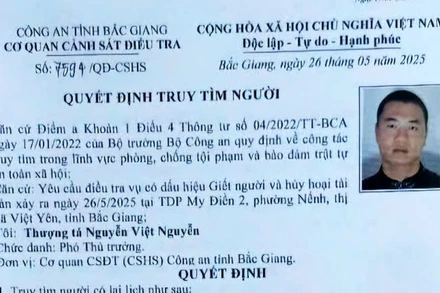 Quyết định truy tìm đối tượng của công an Bắc Giang.