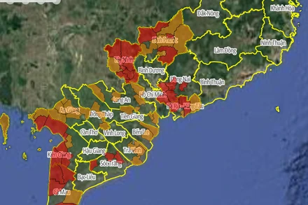 Một góc bản đồ cảnh báo cháy rừng ngày 14/4/2025. (Nguồn: Cục Lâm nghiệp và Kiểm lâm)