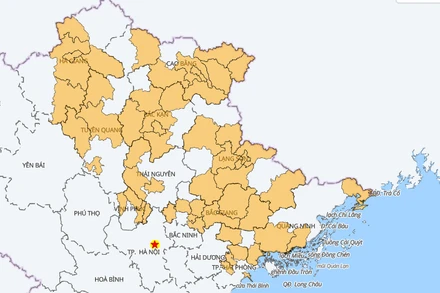 Bản đồ cảnh báo cháy rừng khu vực phía bắc ngày 21/4/2025. (Nguồn: Cục Lâm nghiệp và Kiểm lâm)