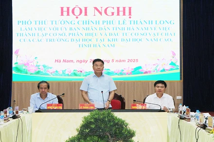 Phó Thủ tướng Chính phủ Lê Thành Long phát biểu tại hội nghị làm việc với Ủy ban nhân dân tỉnh Hà Nam về việc triển khai thực hiện Đề án Xây dựng Khu Đại học Nam Cao tỉnh Hà Nam.