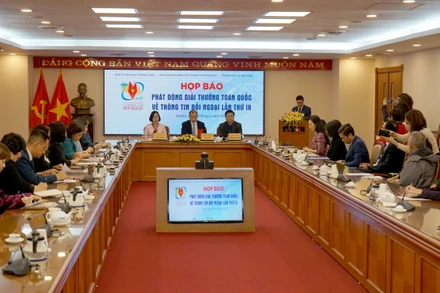 Họp báo phát động Giải thưởng toàn quốc về thông tin đối ngoại lần thứ IX. (Ảnh: Đinh Trường)