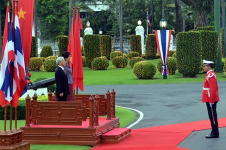 Lễ đón Tổng Bí thư Nguyễn Phú Trọng trong chuyến thăm chính thức Thái Lan từ ngày 25-27/6/2013. (Ảnh: XUÂN SƠN) 