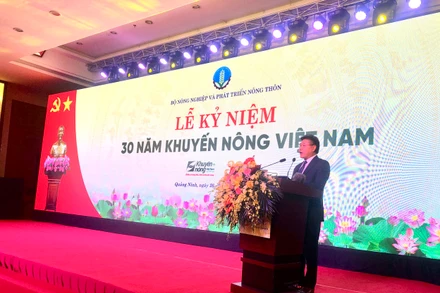 Giám đốc Trung tâm Khuyến nông quốc gia Lê Quốc Thanh phát biểu tại lễ kỷ niệm.