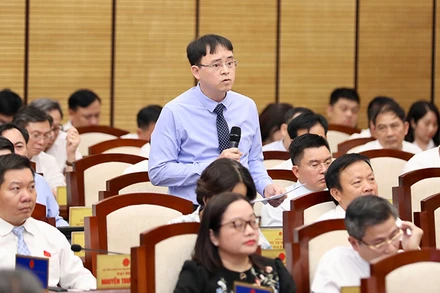 Đại biểu HĐND thành phố phát biểu tại phiên chất vấn. (Ảnh VIẾT THÀNH)