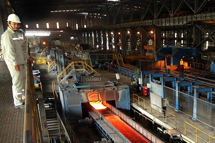 Dây chuyền sản xuất thép tại Công ty cổ phần Thép Hòa Phát. (Ảnh Danh Lam)