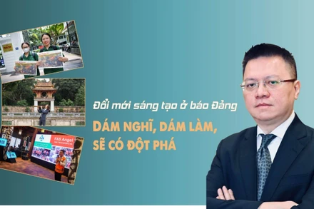 Học sinh Trường mầm non Tháng Tám (Hoàn Kiếm-Hà Nội) tham quan triển lãm panorama tại trụ sở Bộ Biên tập Báo Nhân Dân. Ảnh: Thế Đại