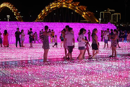 Nhiều người đến xem và chụp ảnh lưu niệm.