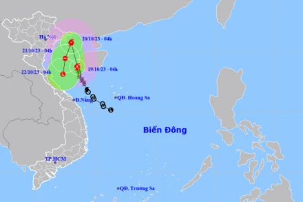 Vị trí và hướng di chuyển của bão số 5. (Nguồn: nchmf.gov.vn)