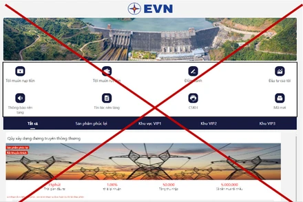Tiếp tục xuất hiện trang web giả mạo thương hiệu EVN