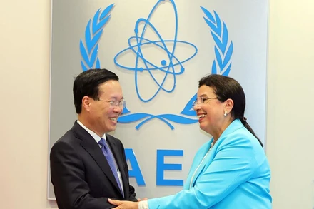 Chủ tịch nước Võ Văn Thưởng với Quyền Tổng Giám đốc IAEA Najat Mokhtar. (Ảnh: TTXVN)